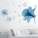 Glimeraid Nordic Blue Flower Ring Decorative Wall Sticker
